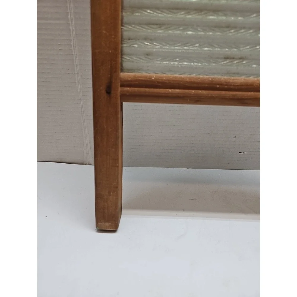 Vintage Atlantic National Washboard Co No 510 Glass & Wood Primitive Laundry Dec